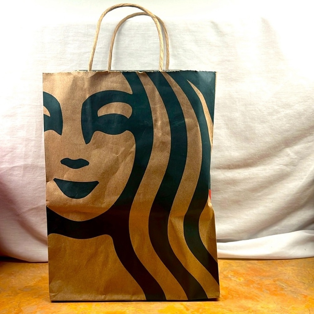 10 Starbuck Brown & Green Paper Small Shopping Bags